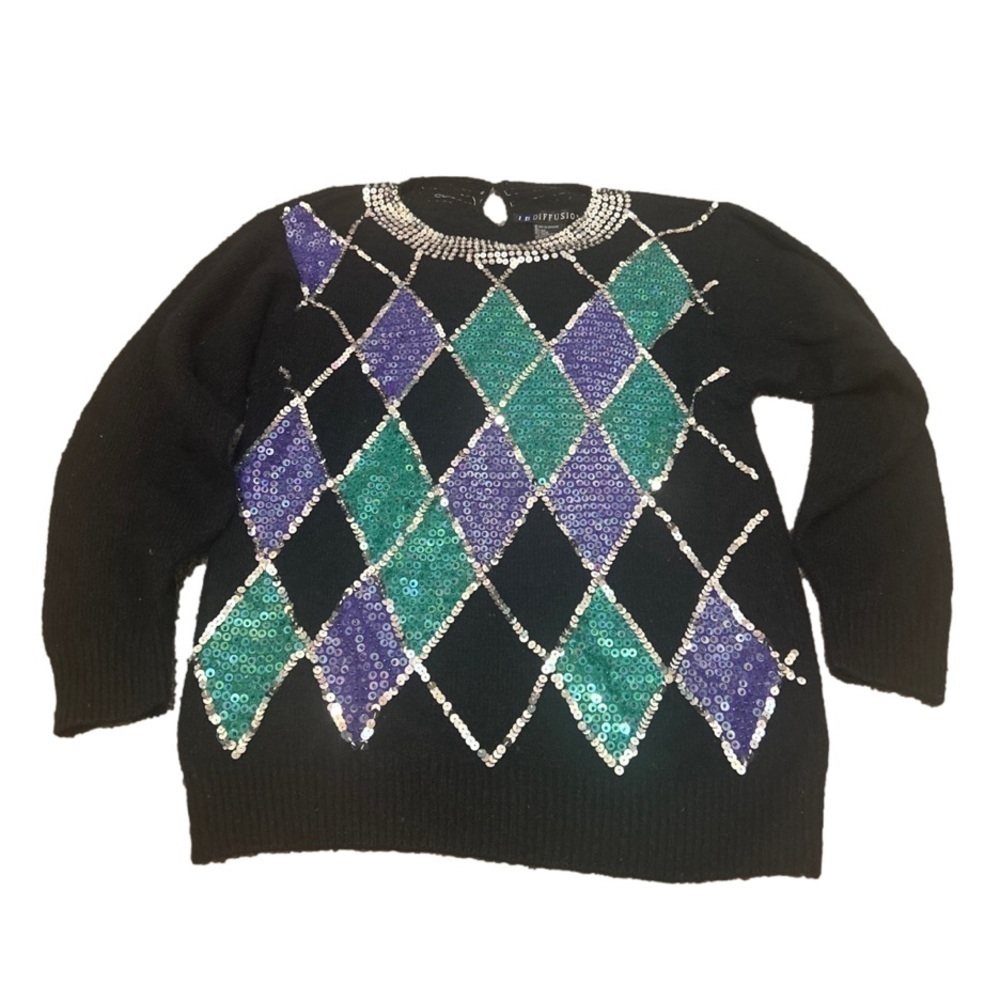 I.B Diffusion Vintage Sequin Silk Wool Angora Blend Sweater Size Medium